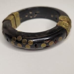 Vintage Ebony Hinged Bangle Bracelet